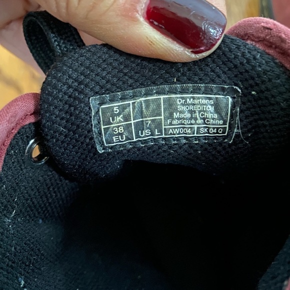 Dr Martens Shoreditch Red Canvas Lace Up Combat Grunge Boots Women’s 7 - Picture 8 of 9